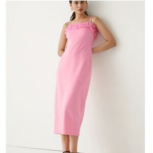 &Other Stories Pink Organza trimmed whimsical midi dress